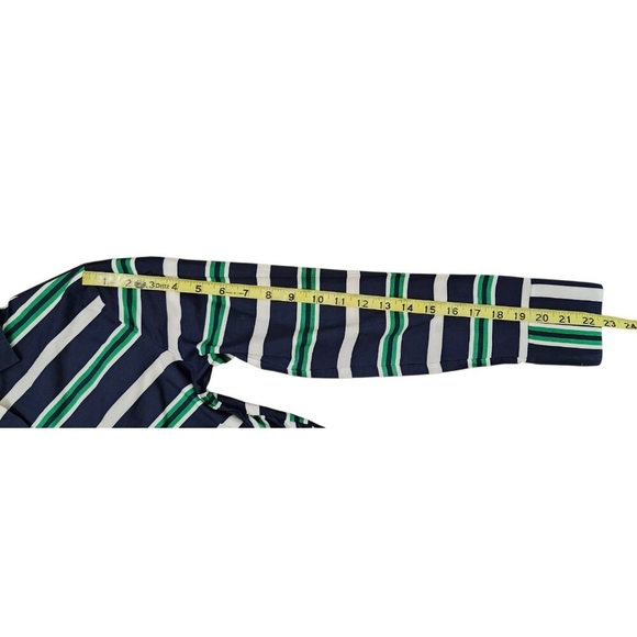 Carolina Herrera Striped Cotton Belted Shirt Dress Top 2 Multicolor Button Down - Picture 12 of 16